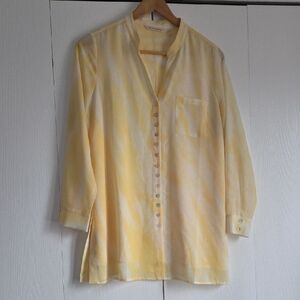 Soft Surroundings Yellow Variegated Blouse Tunic PM